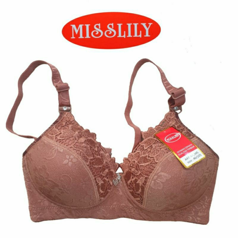 Misslily Bra Brukat Size Jumbo 46, 44, 42, 40, 38, 36 BH Busa Tanpa Kawat Kait 3 | BH Wanita Dewasa Renda Brukat Emboss