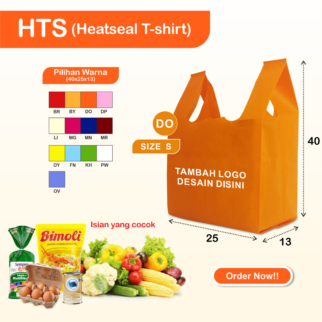 

TASECO Tas Belanja Kain Spunbond Tas Branding Tas Spunbond Polos Tas Spundbond Kresek Tas Souvenir HTS UK 40x25x13 Polos