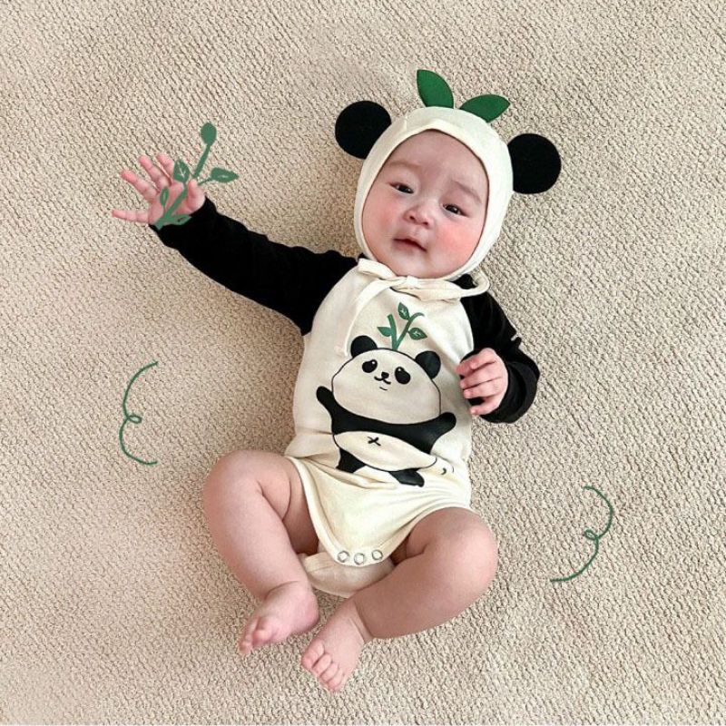 BABY K2 - jumper longsleeve panda + topi kode 00333