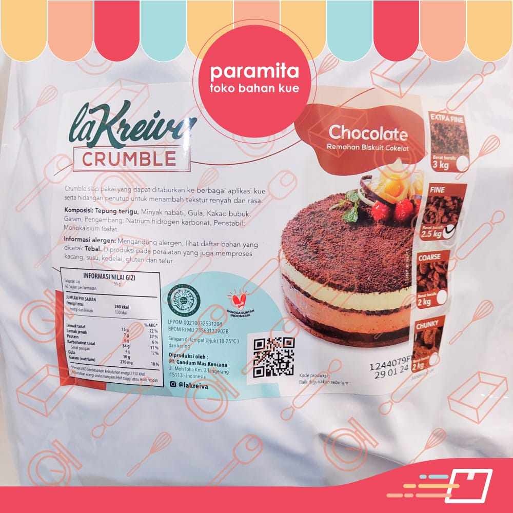 La Kreiva Crumble Red Velvet/Black/Matcha/Caramel/Coklat 2.5kg