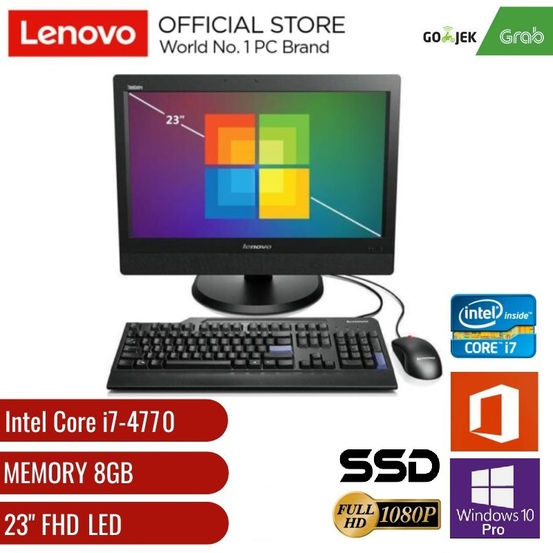 MURAH AIO LENOVO M93z CORE I7 PC MONITOR ALL IN ONE DESKTOP 4 JT SSD 256GB + 1TB HDD LAYAR 23" FULL 