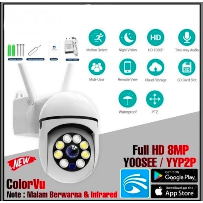 IP CAMERA CCTV Yoosee Wireless WiFi 8mp Turbo HD Kamera IpCam 8 MP Colorvu