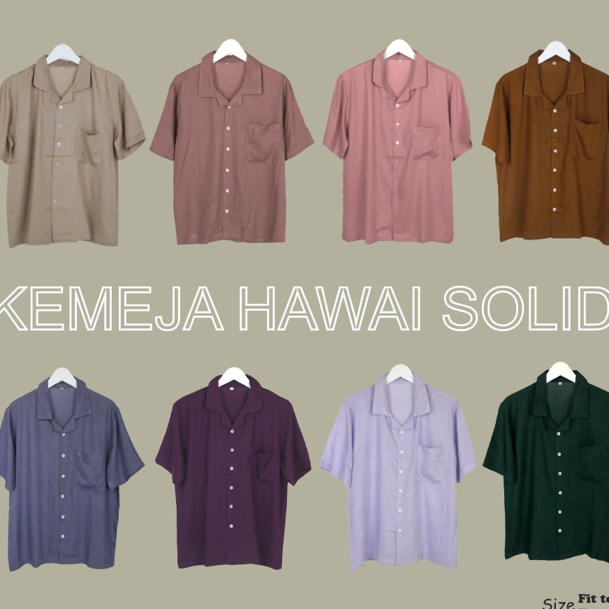 KEMEJA HAWAI POLOS UNISEX KATUN RAYON KEMEJA LENGAN PENDEK FASHION TERBARU