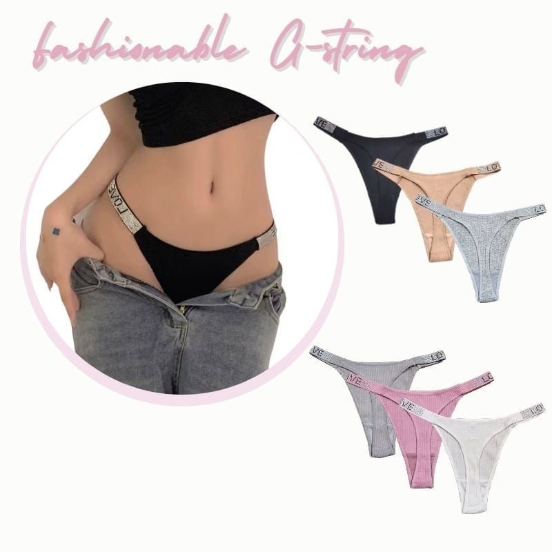 Cd G - string 511 bahan kaos salur Fashionable Dengan Tali Motek  celana dalam wanita g string love