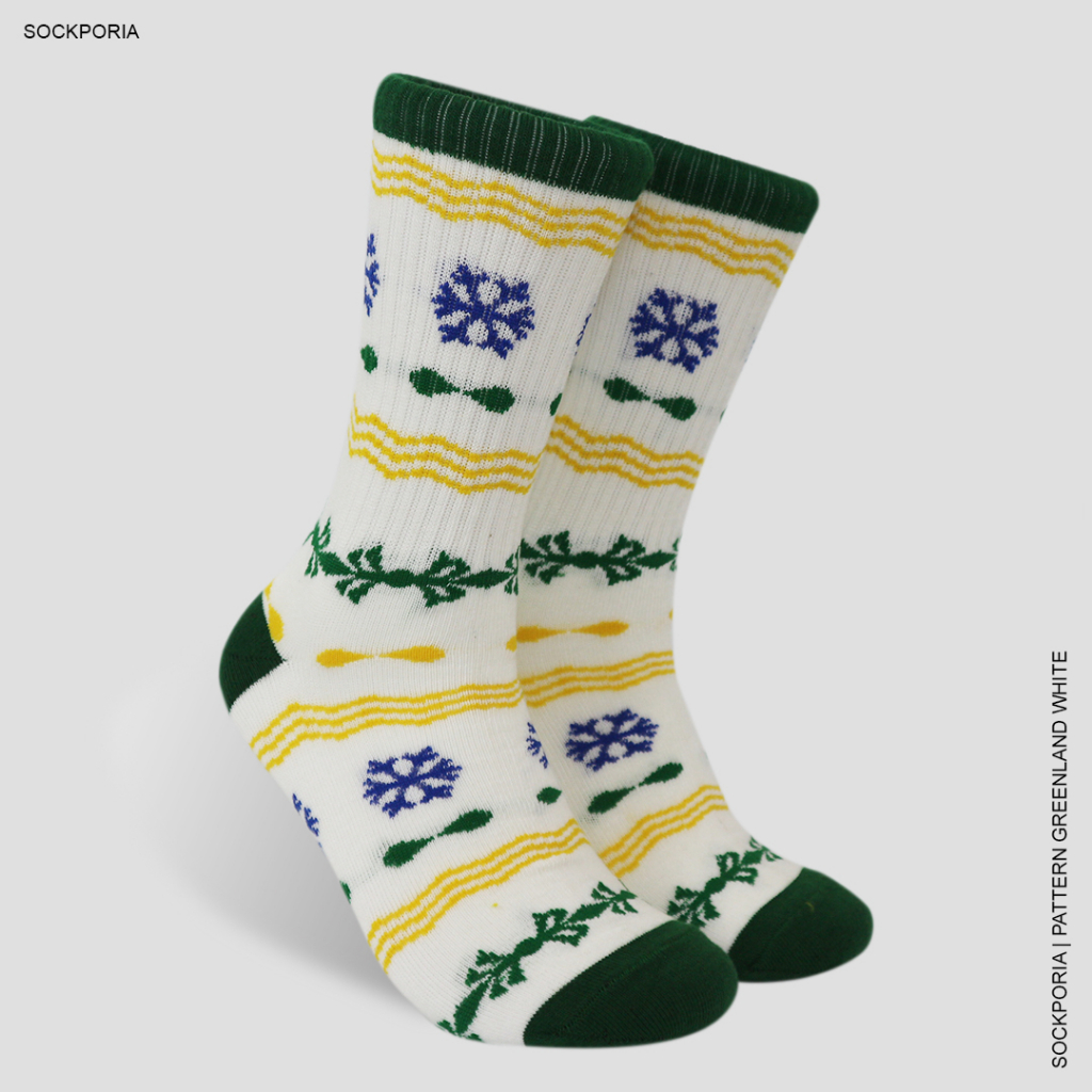 Slop Kaos Kaki Motif Tribal - Greenland White