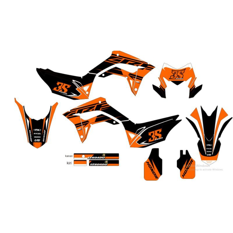Decal crf hitam oranye kombinasi cutting Oren stabilo asli cutting
