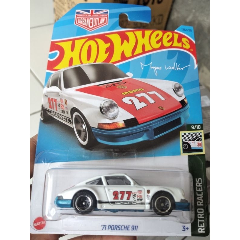 hotwheels  71 PORSCHE 911 putih base biru retro racers