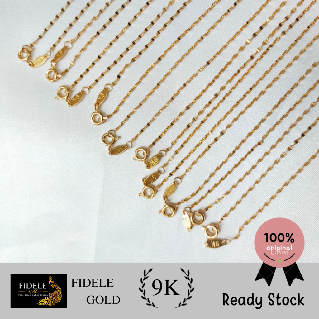 Kalung toscano kalung polos kalung anak biji timun pjg 42cm emas 420 9k