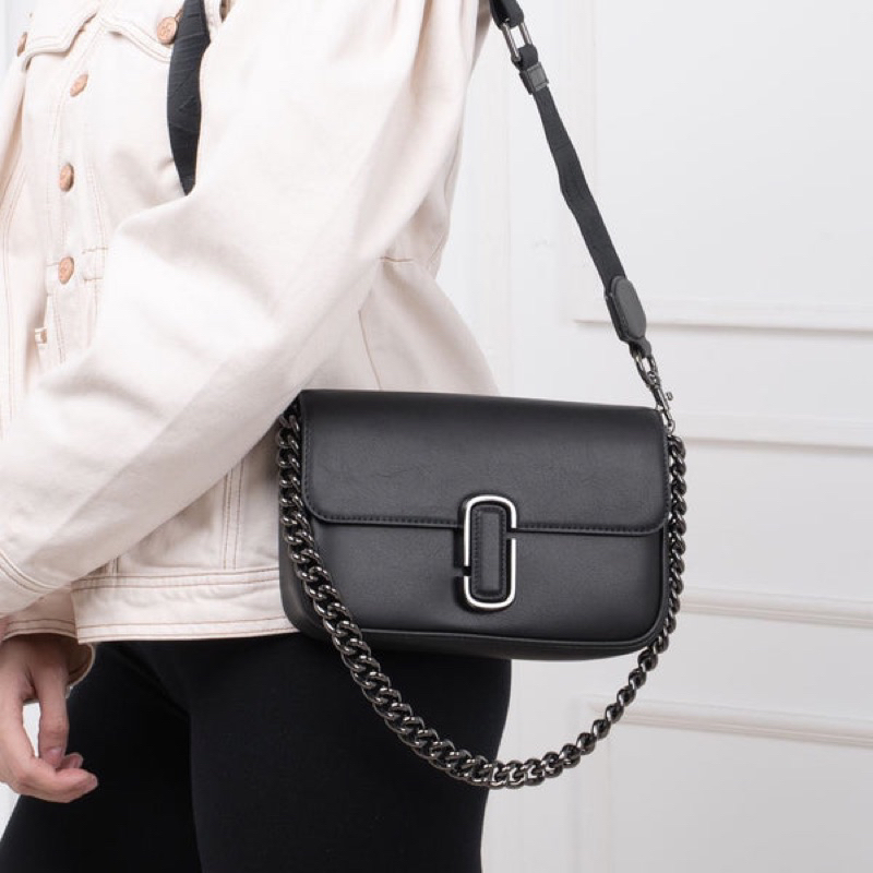 The J Soft Shoulder Bag Black Gunmetal