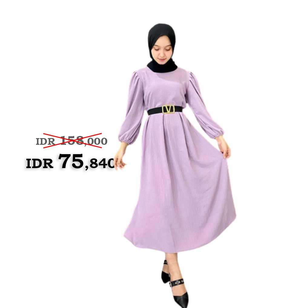 Gamis Remaja Model Terbaru 2023 Moscrepe Ungu Lilac
