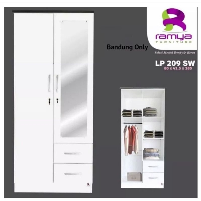 lemari 2pintu lemari pakaian lemari baju Lemari minimalis lemari kaca lemari modern ramya 209