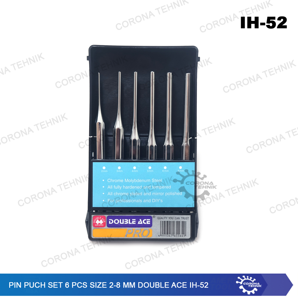 Pin Punch Set 6 Pcs Size 2-8 mm Double Ace IH-52