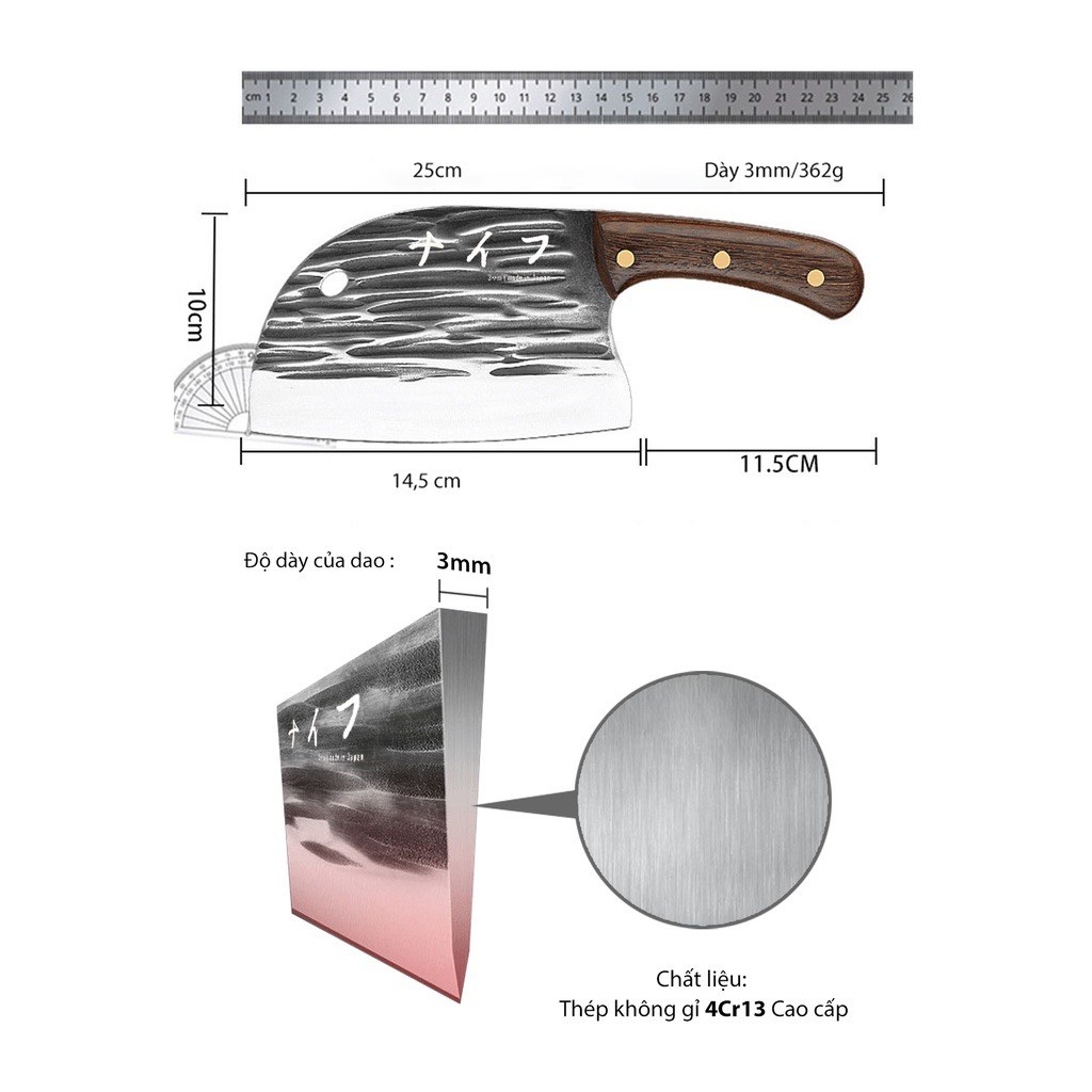 Pisau Jepang Super Tajam-SUPER KNIFE JAPAN Profesional Stainless Steel Cacah Tulang Dagin Kurban