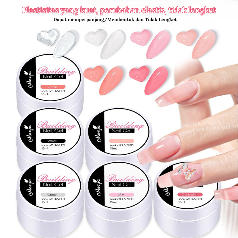 [ COD ] Monja Nail Art Extension 15ml Anti Lengket/Solid Extension Nail Gel Hard Gel Builder/ 3D Gel/Multifungsi Gel