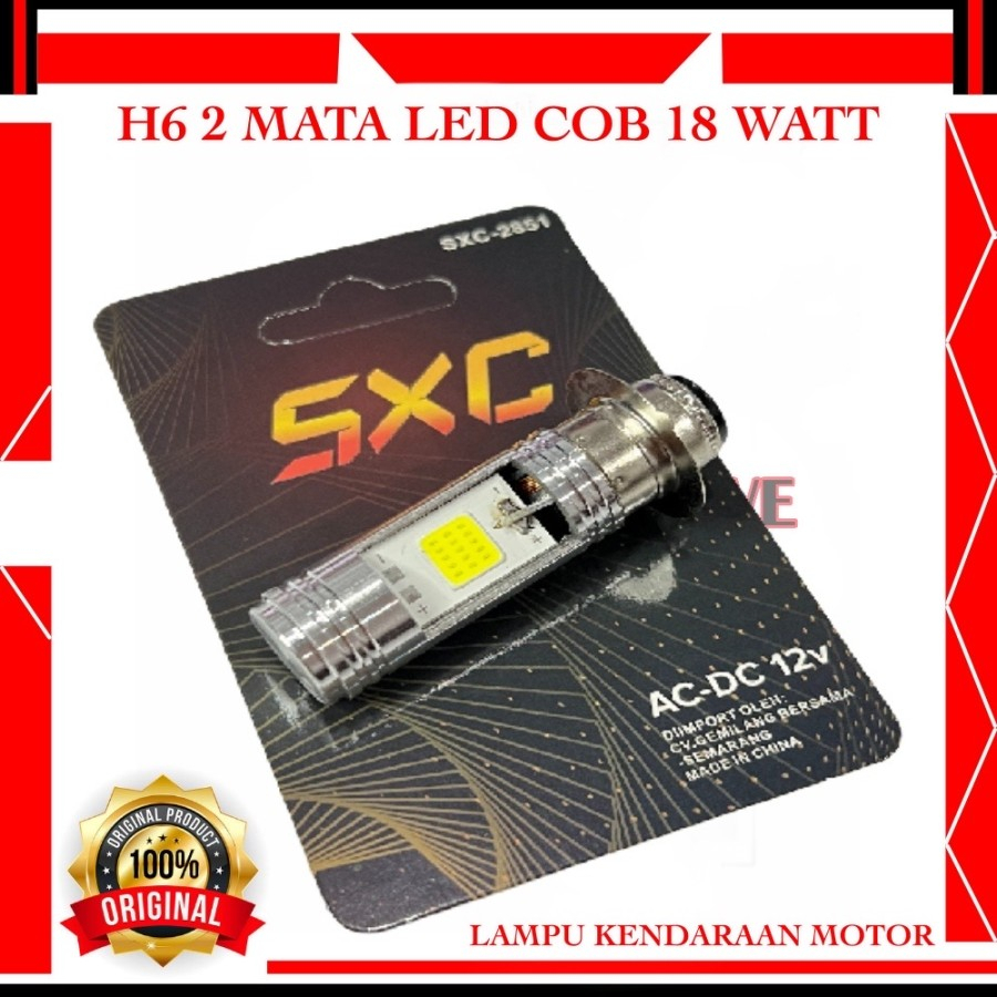 LAMPU DEPAN 2 MATA COB SX02 AC DC MERK SXC LAMPU LED UTAMA DEPAN 2 LED LAMPU DEPAN MOTOR H6 COB 2 MATA LED AC DC PNP I Led H6 Cob 2 Mata I lampu led motor ac dc