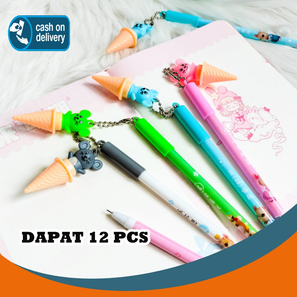 

SELUSIN PULPEN GANTUNGAN ICE CREAM HAMSTER ISI 12 PCS PEN GANTUNGAN ALAT TULIS BOLPOIN UNIK IMUT MURAH PEN GEL KARAKTER LUCU MURAH PENA