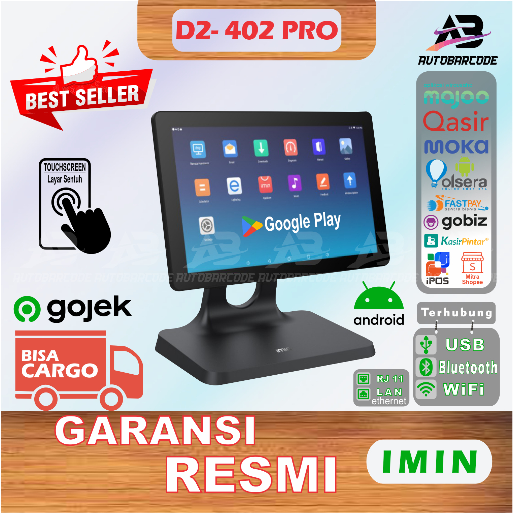 Mesin Kasir Android 11 Touchscreen iMin D2 402 2/16 GB D2-402 All in One Pos Android Dekstop LAN Bluetooth RJ 11 Layar Touch Screen 10 inch iMin D2 402 2G / 16GB COCOK UNTUK RESTO / CAFE / COFEESHOP