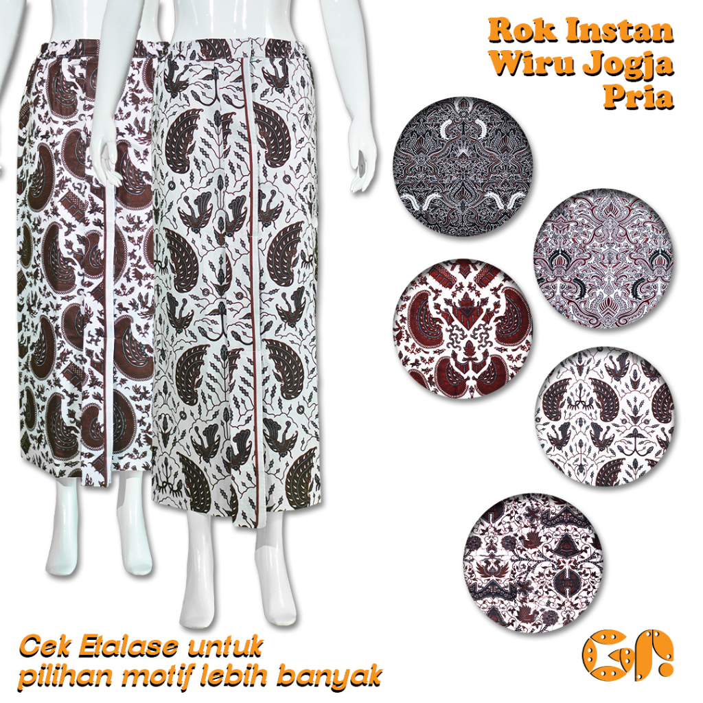 Rok Jarik Wiru Jogja Pria Dewasa Rok Instan Pakaian Adat Jawa Batik Motif Kembang