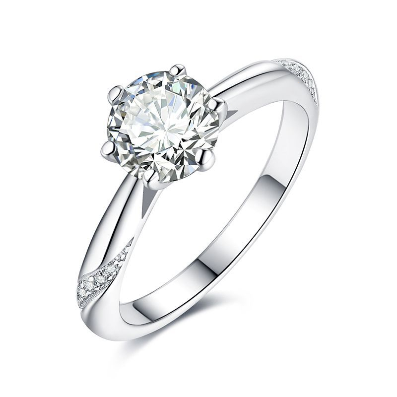 Cincin Enam Cabang Klasik 1ct/2ct Cincin Moissanite S925 Detektor Berlian Lulus 100% cincin berlian 