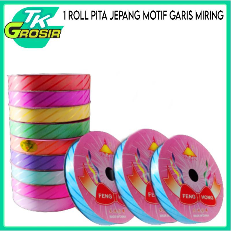 

1 roll pita jepang motif miring/pita kado jepang/pita kado murah