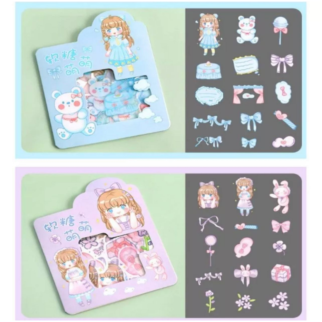 ST ISI 45PCS STIKER MOTIF KARTUN LUCU GIRL STICKER AESTHETIC ATK || STIKER DIY WATERPROOF - BD