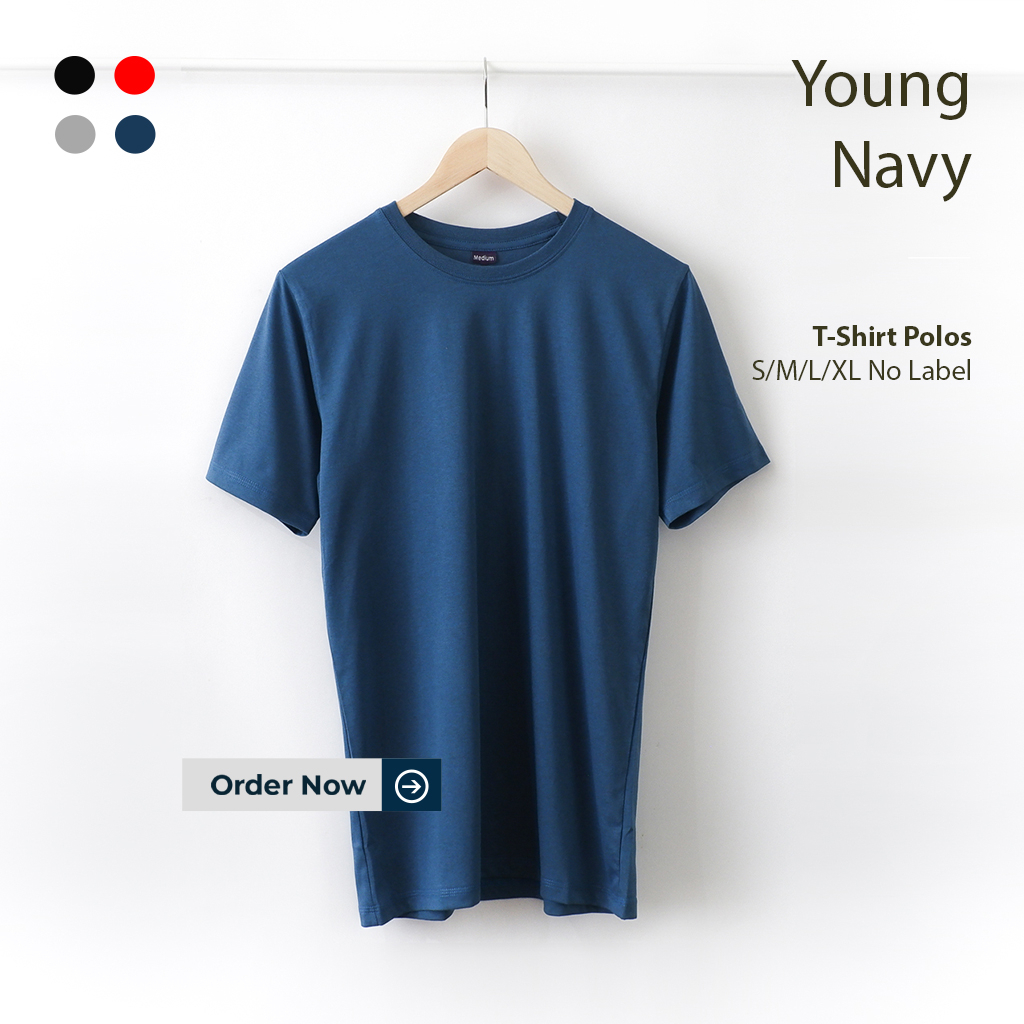 KAOS POLOS PRIA YOUNG NAVY TANGAN PENDEK UKURAN S-XL BAHAN COTTON COMBED 30S ORGINAL
