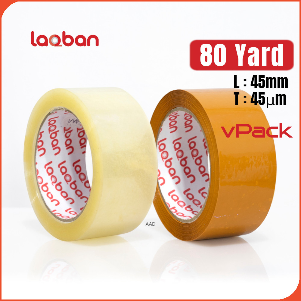 

vPack Lakban Bening Cokelat 80 Yard 45 mm Packing Adhesive Tape Perekat Standard