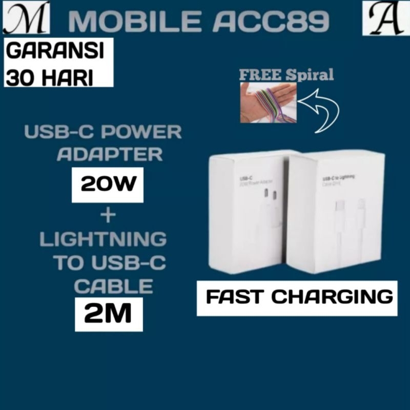 Charger Fast charging Lightning To USB-C 2/1Meter &amp;Adapter 20 Watt