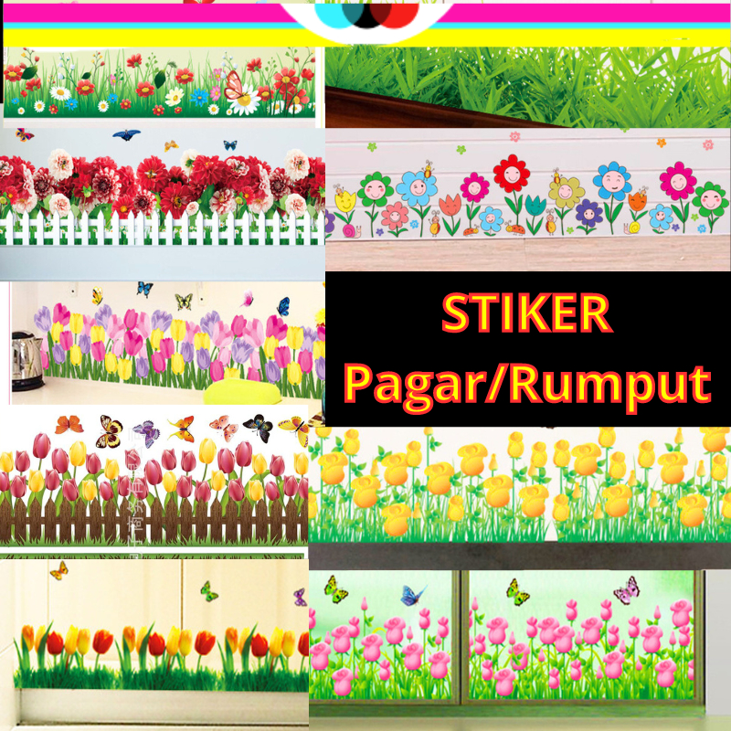 WALL STICKER STIKER SETIKER WALLSTIKER WALLSTICKER DINDING PAGAR LIS BORDER MOTIF RUMPUT BUNGA MATAH