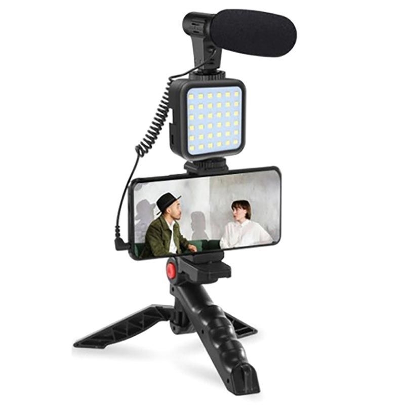 Vidio Making Kit Ay-49 With Mikrofon + Lampu Led / Vlogging