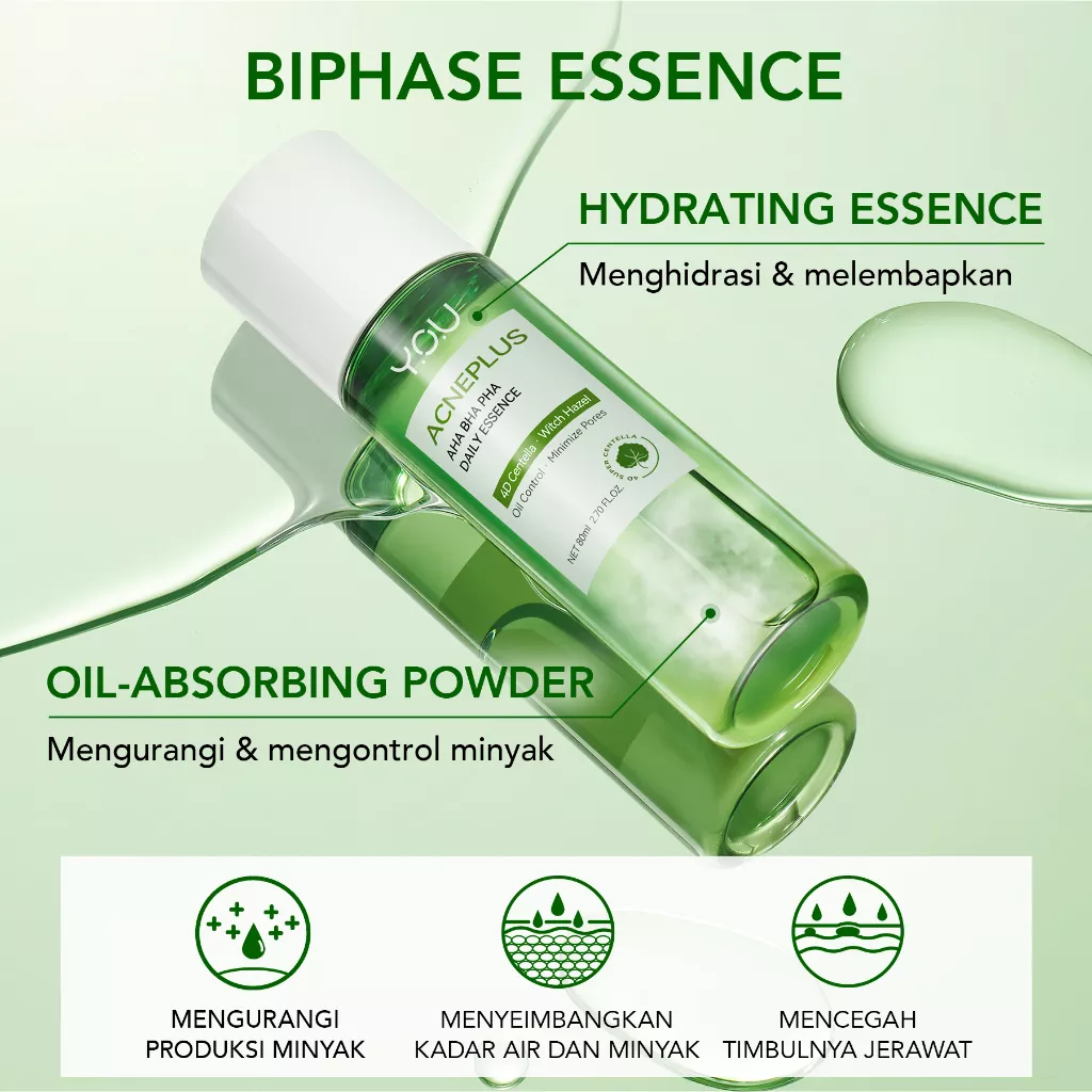 You Acne Plus AHA BHA PHA Daily Essence 80ml / Acne Treatment / Toner Wajah