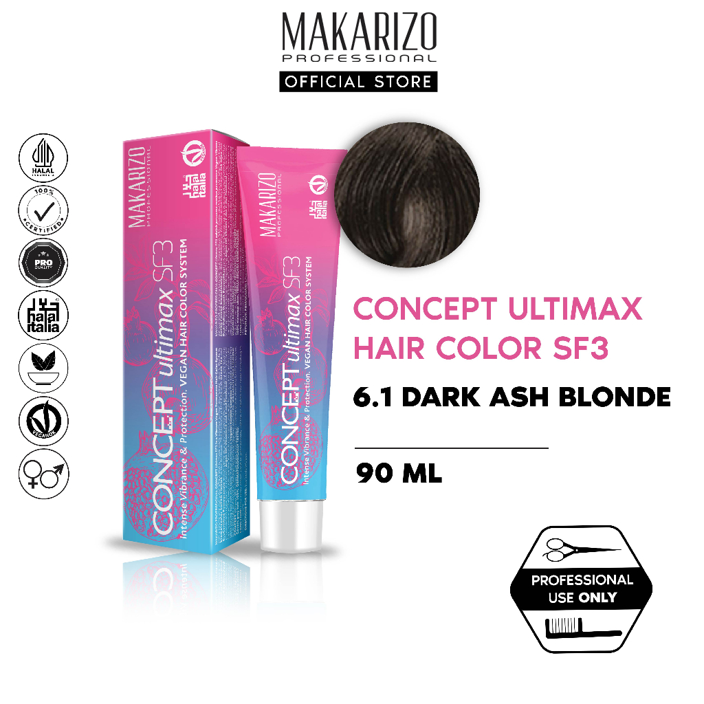Makarizo Professional Concept Ultimax Hair Color SF3 6.1 Dark Ash Blonde 90 mL