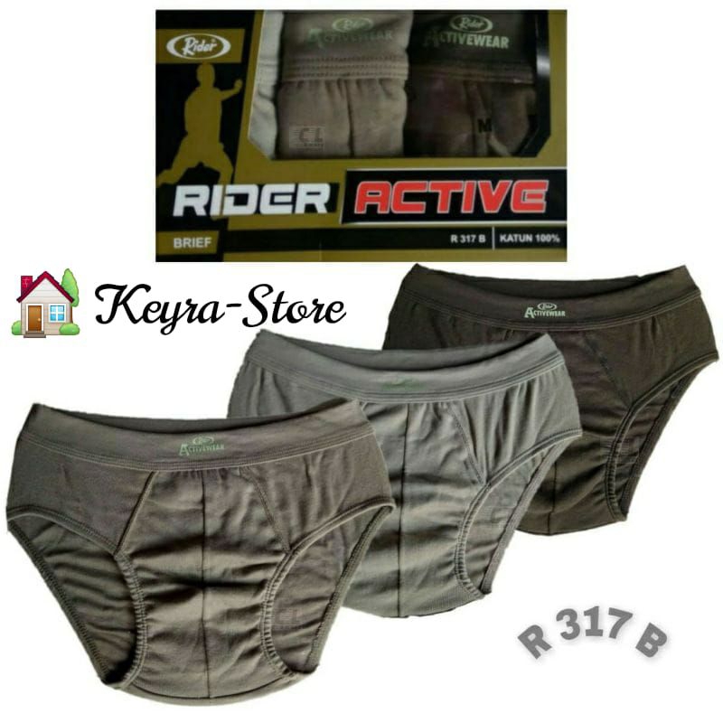 3 PCS CD CELANA DALAM PRIA DEWASA SEGI TIGA RIDER ACTIVE HIJAU R 317 B