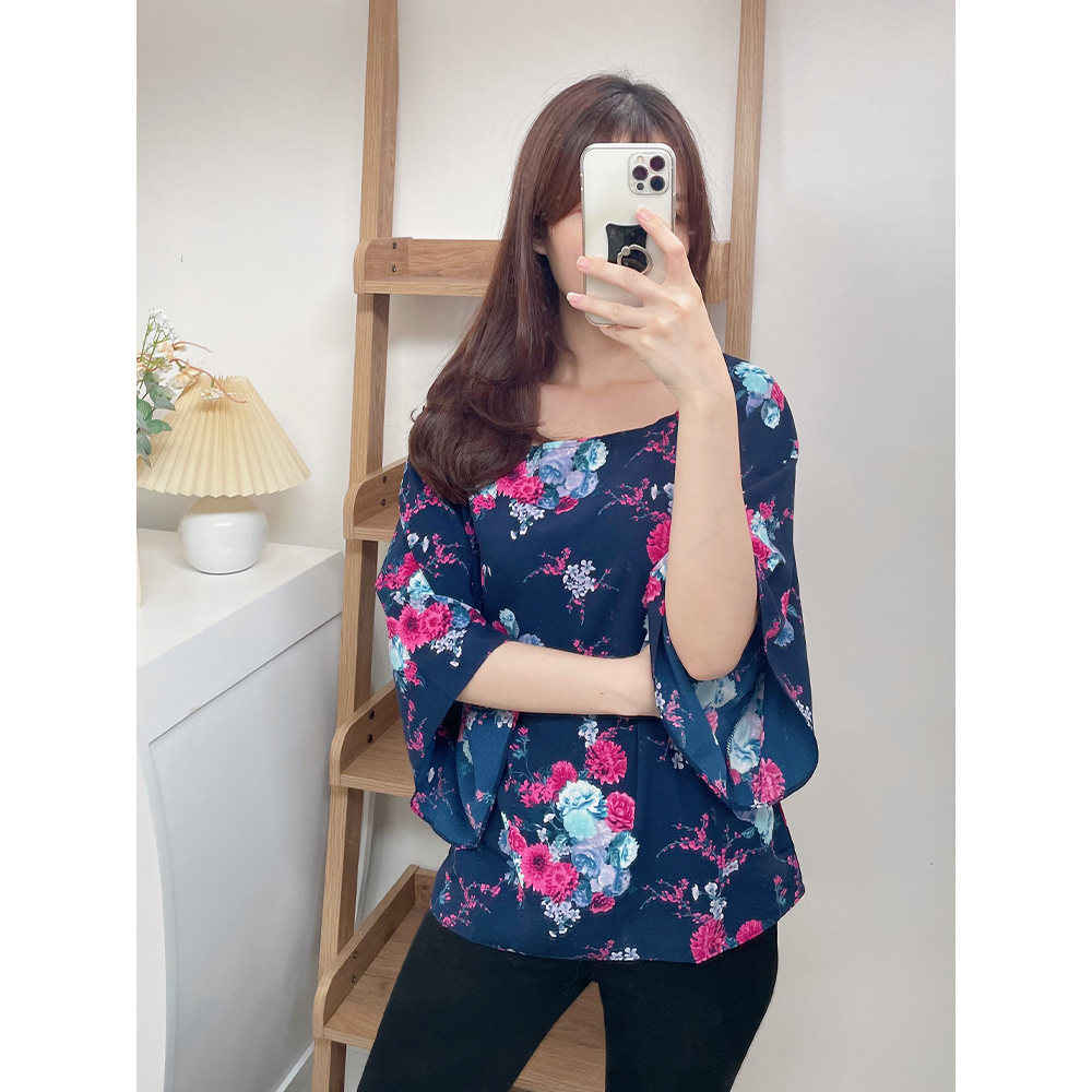 Kadaka T-0262 Top Blouse Korea Floral Pattern