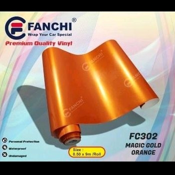 50cm Sticker Fanchi FC302 GC302 Magic Gold Orange Premium Wrap setengah meter