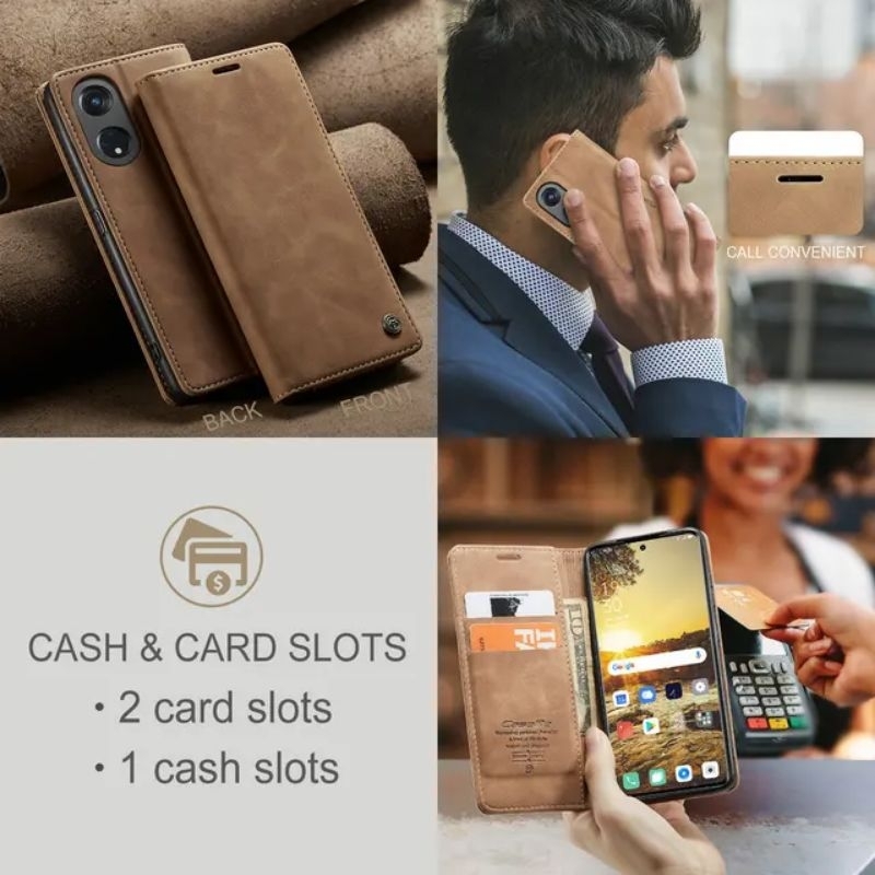 CaseMe 013 OPPO RENO 8T 5G / RENO8 T 5G Vintage Style Matte Texture Soft PU Leather Wallet Case Domp