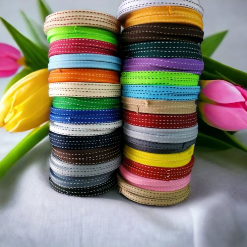 ( 25 Meter ) Pita List Motif Bintik Untuk List pinggiran 1cm