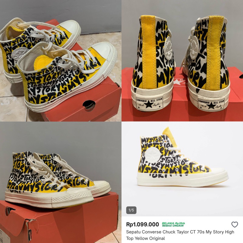 Preloved Converse chuck Taylor CT 70s My Story high Top Yellow Original