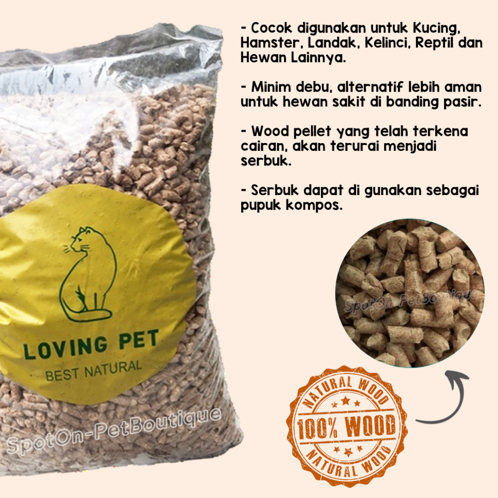 (Ekspedisi) Wood Pellet Organik 10kg Loving Pet | Pelet Kayu Lovingpet 10 kg Kucing Kelinci Hamster | Pasir Kucing