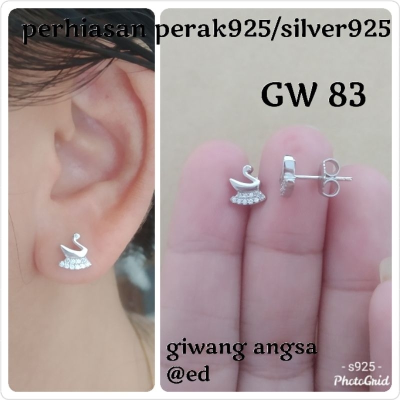 GIWANG ANGSA PERAK ASLI 925 LAPIS MAS PUTIH GW 83