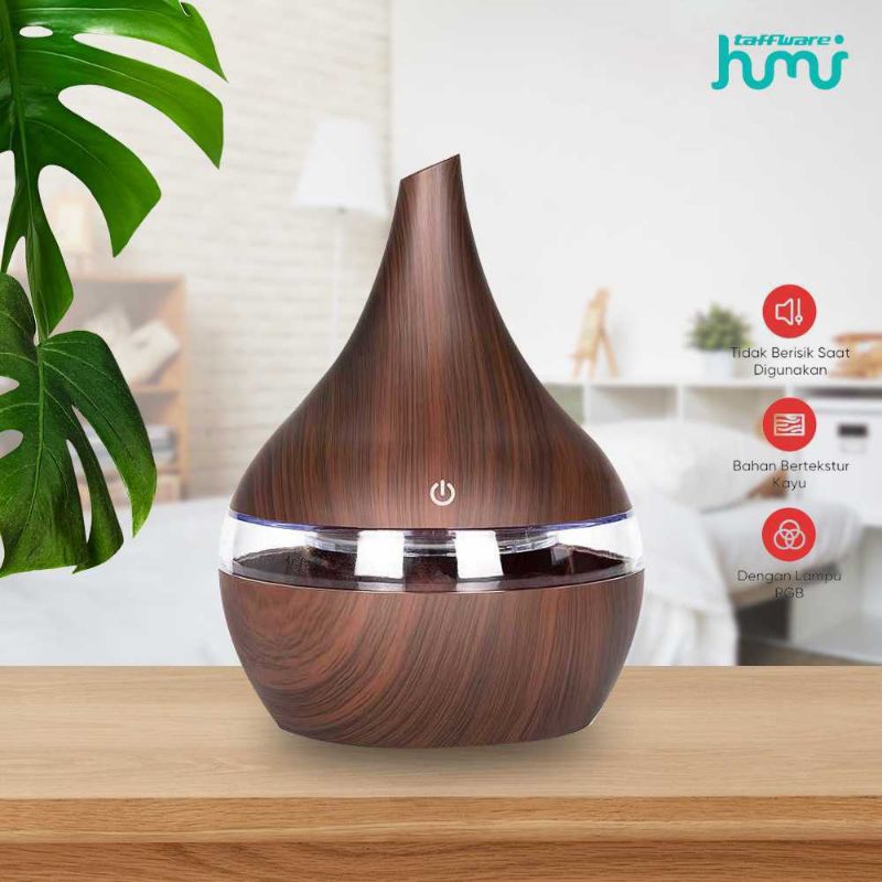 Humidifier Diffuser Aromaterapi Oil LED Aromatherapy Disfuser Ultrasonic Taffware Pelembab Udara