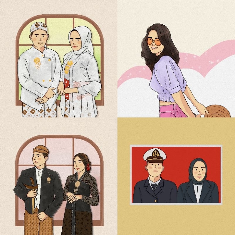 Ilustrasi Kartun | Ilustrasi Wajah | Vector Minimalist | Kado Wisuda | | Kado Ilustrasi | Ilustrasi 