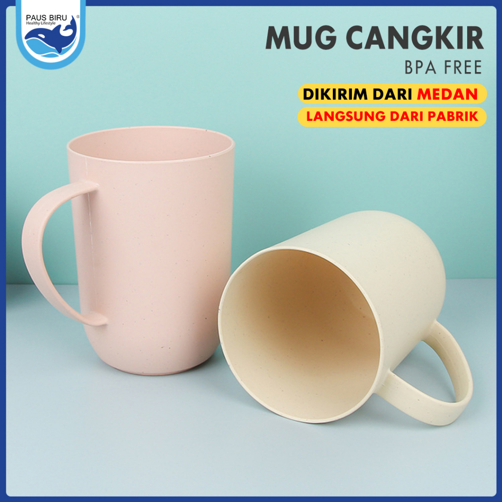 Paus Biru - Mug Cangkir Wheat Straw Gelas Gandum Kokoh / Bpa Free /wheat Straw Environmental Protect