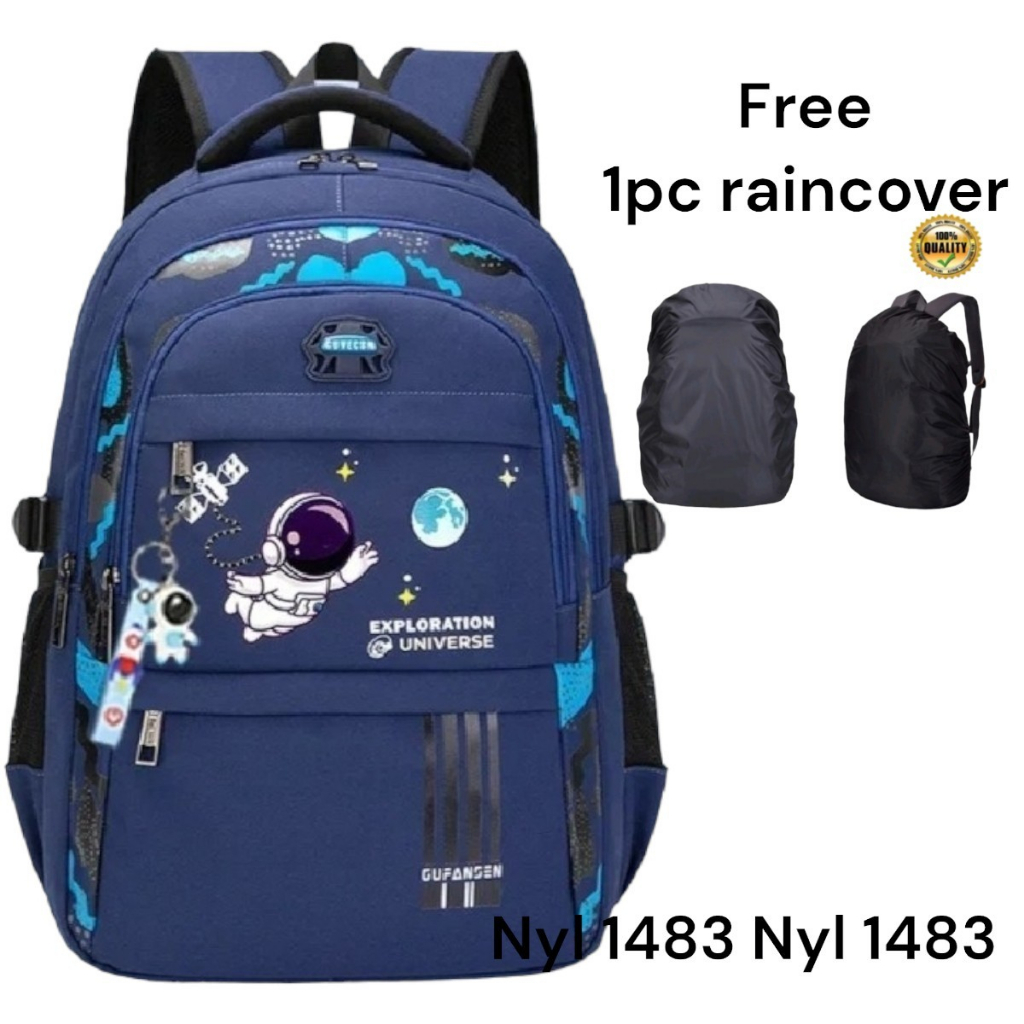 Tas ransel anak sekolah SD SMP Astronot gratis raincover