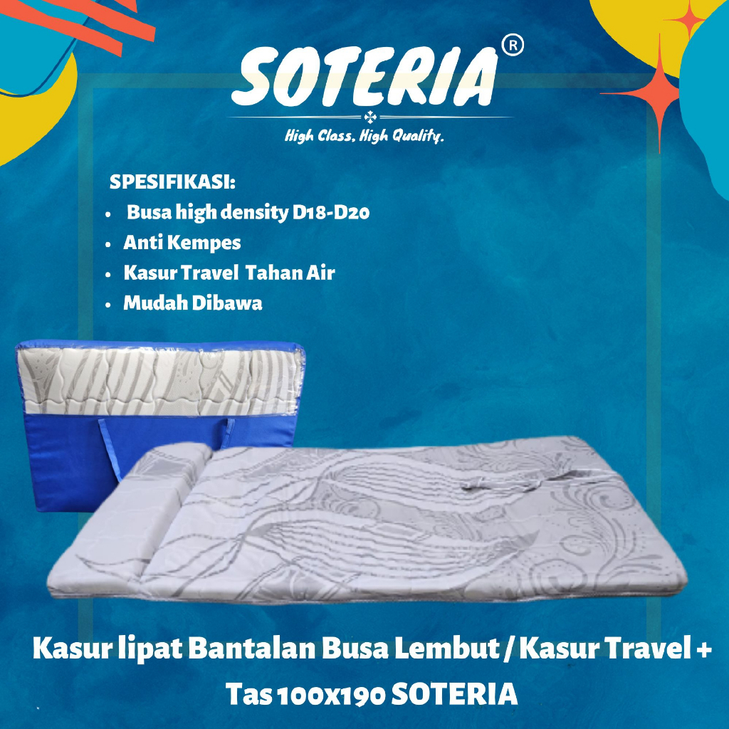 [FREE ONGKIR &amp; BISA COD] Kasur lipat Bantalan Busa Lembut Premium + Tas / Kasur Travel / Travel Bed Minimalist Simple / Kasur Gulung Lantai / Kasur Anak Kost Anti Kempes Anti Debu 100x190 SOTERIA