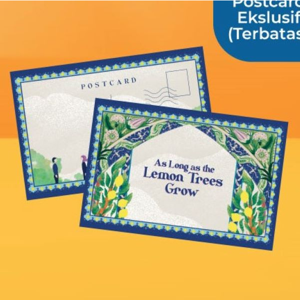 (TIDAK DIJUAL) POSTCARD GIMMICK BUKU AS LONG AS THE LEMON TREES GROW