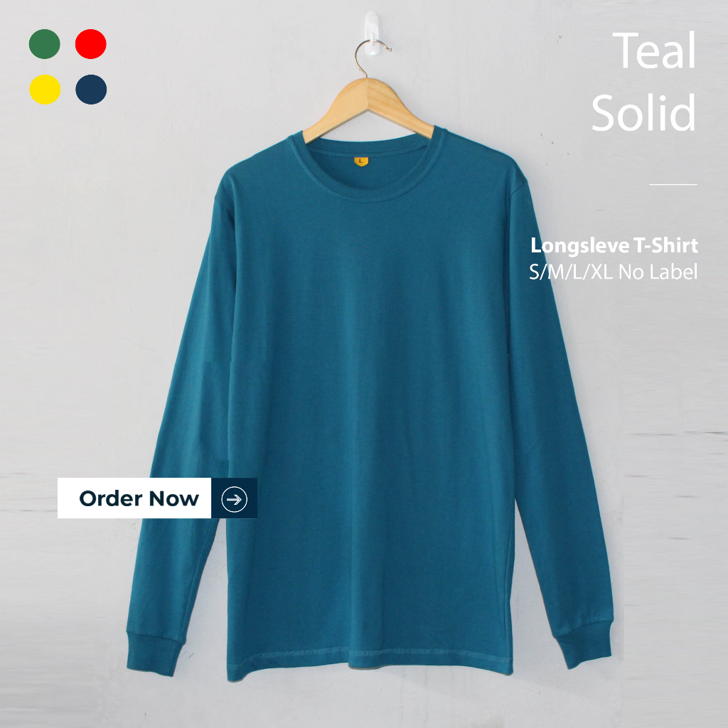KAOS POLOS TEAL SOLID PRIA WANITA LENGAN PANJANG UKURAN S-XL BAHAN COTTON COMBED 30S ORGINAL