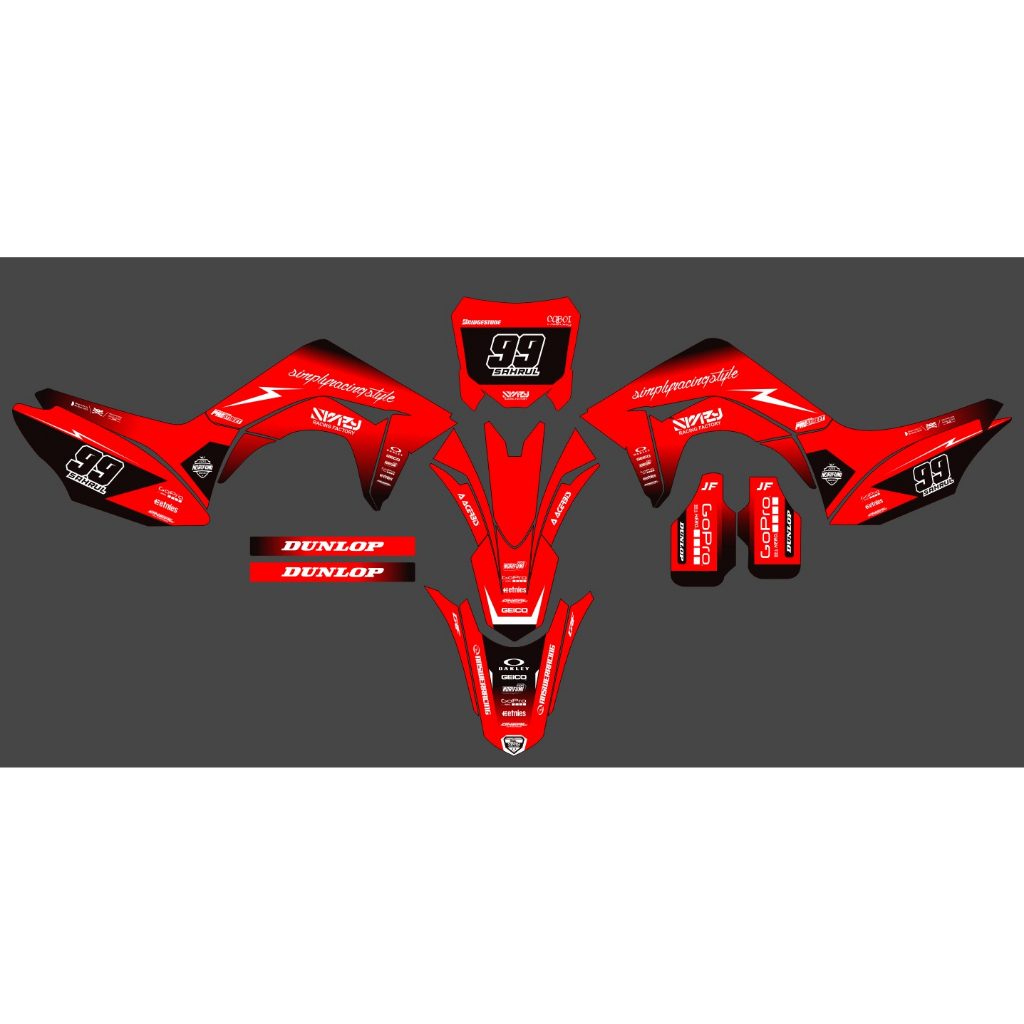 DECAL STICKER MOTOR KLX DTRACKER/KLX BF/KLX GORDON/KLX OLD/CRF 150/WR 155R FULL BODY BEBAS DESAIN FU
