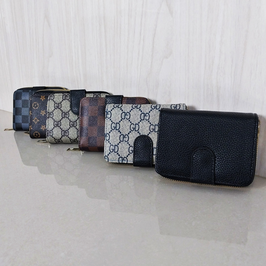 Dompet Lipat Wanita Korea Fashion Kotak Kotak Style Dompet Kartu Cewek Import PU Satu7an D61