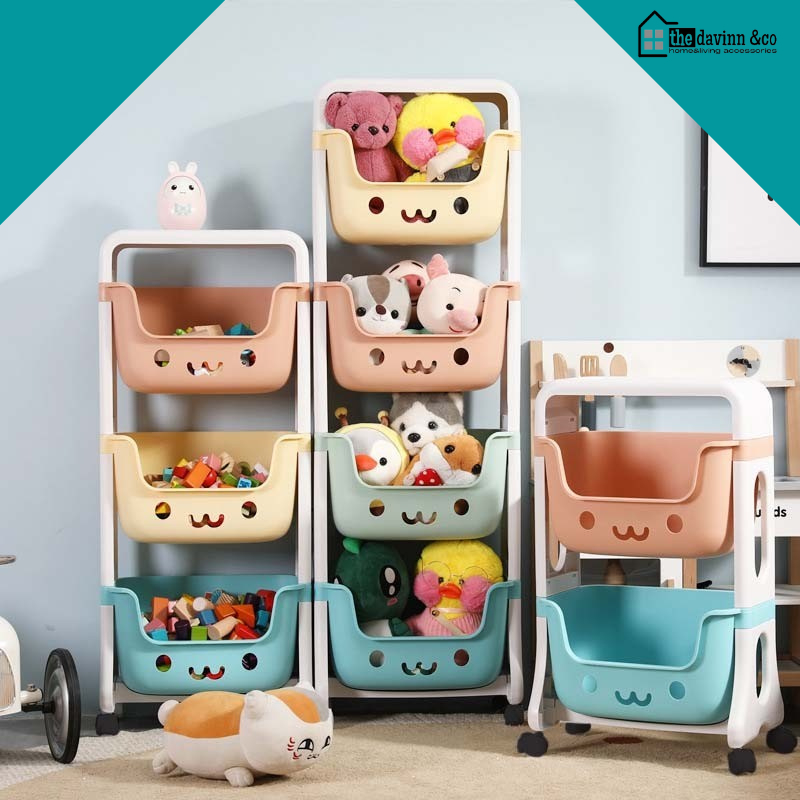 Rak Mainan Rak Susun Tempat Penyimpanan Mainan Kotak Mainan Roda Serbaguna Toy Storage Untuk Anak Rak Mainan Anak Rak Susun Roda Plastik Tempat Penyimpanan Serbaguna Rak Kamar Rak Dapur rak roda troli troly 4 susun multifungsi rak dorong serbaguna